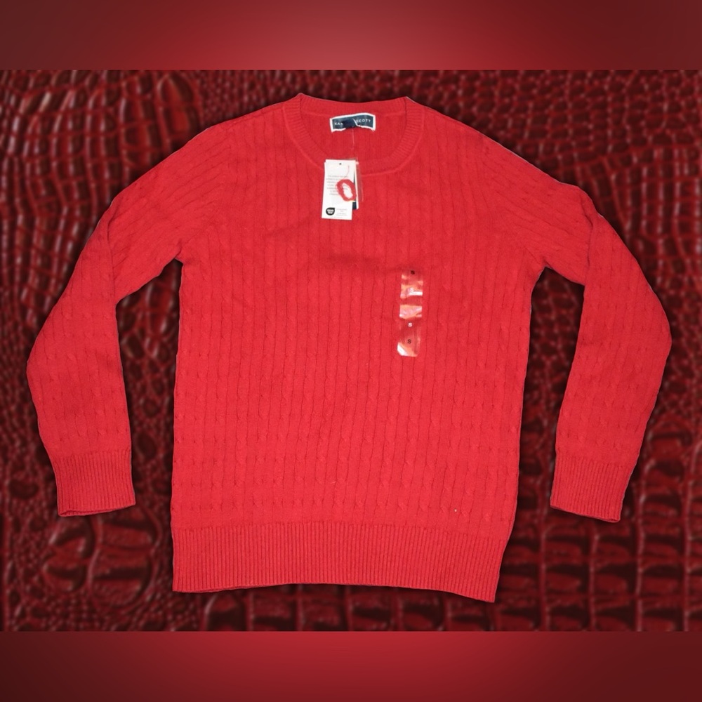 Karen Scott Red Cable Knit Sweater Sz S